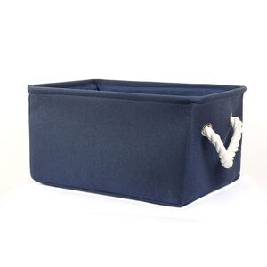 Home Canvas Storage Bin Basket Closet Clothes Box Dark Blue M Size